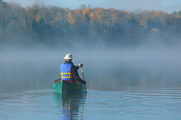 Canoeing on an Autumn Lake