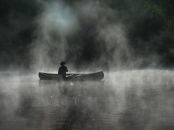 Canoeing on a Misty Morning