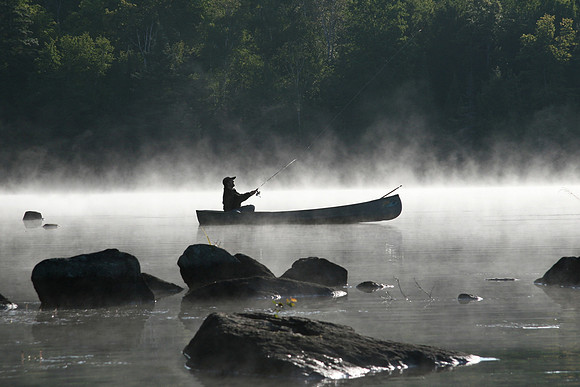 Fishing on a Misty Lake
