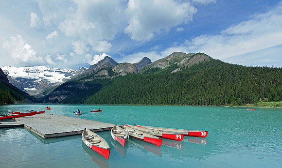 Canoes on Lake Louise