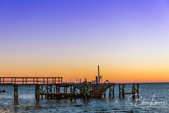 Hurricane damage to a pier in Cedar Key, Florida