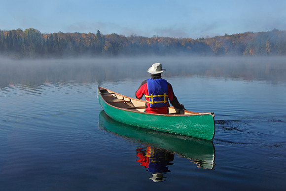 Canoeing on an Autumn Lake
